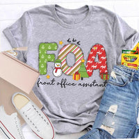 Festive Holiday Graphic Tee, Front Office Assistant Snowman Christmas T-Shirt, Humorous Xmas Office Staff Shirt, Winter School Worker Tee