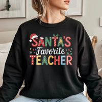 Humorous Christmas Teacher Shirt, Santa's Favorite Teacher Sweatshirt, Holiday Classroom Crewneck, Winter School Pullover, Xmas Teacher Present