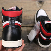 Retro High Top Sneakers, Black Red Colorway, Lace Up Design, Casual Gift for Sneaker Fans