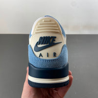 Retro Low Top Sneakers, Blue White Colorway, Leather Footwear, Lace Up Design, Casual Gift for Sneaker Fans