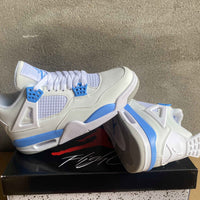 Mid Top Sneakers, White Blue Colorway, Lace Up Design, Casual Gift for Sneaker Fans