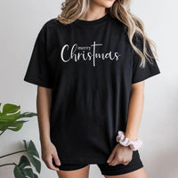 Minimalist Christian Cross Holiday Tee, Merry Christmas T-Shirt, Religious Faith Christmas Graphic Shirt, Jesus Reason for the Season Tee