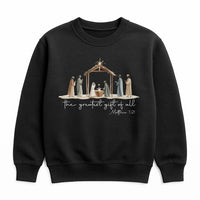 The Greatest Present of All Christmas Sweater, Nativity Scene Sweatshirt, Religious Christian Crewneck, Holiday Faith Sweatshirt, Present for Her