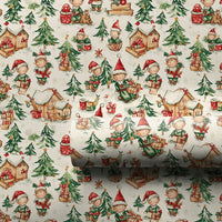 Watercolor Elf Holiday Gift Wrap, Santa Elves Village Christmas Wrapping Paper, Whimsical Winter Wonderland Wrapping Paper, Xmas Gift Wrap