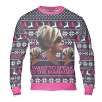 Humorous Ugly Holiday Sweater, Speak to the Manager Karen Meme Christmas Sweatshirt, Sarcastic Xmas Crewneck Sweatshirt, Retro Humor Gag Present