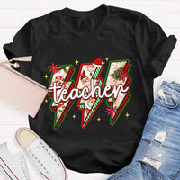 Festive Vibes Holiday Graphic Tee, Teacher Christmas T-Shirt, Adorable School Educator Xmas Shirt, Winter Break Teacher T-Shirt Present