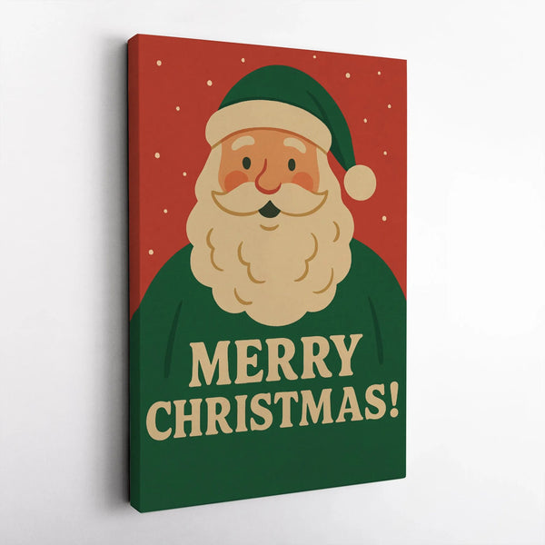Merry Christmas Wall Canvas Decor, Retro Santa Claus Canvas Art, Vintage Holiday Canvas Print, Festive Winter Home Wall Art D