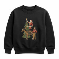 Christmas Horse Graphic Crewneck, Western Cowboy Santa Sweatshirt, Retro Country Holiday Sweater, Western Rodeo Pullover, Xmas Present for Men