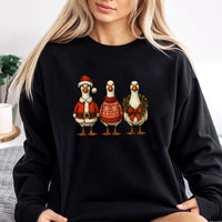 Humorous Holiday Goose Crewneck, Christmas Goose Sweatshirt, Retro Farm Animal Winter Sweater, Festive Xmas Goose Graphic Pullover Sweatshirt