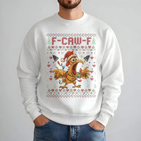 Humorous Chicken Holiday Sweatshirt, F-Caw-F Ugly Christmas Sweatshirt, Crazy Poultry Xmas Sweatshirt, Farm Winter Crewneck, Chicken Fan Present