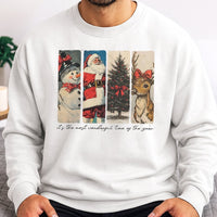Retro Santa Snowman Reindeer Sweater, Vintage Christmas Sweatshirt, Nostalgic Holiday Graphic Pullover, Winter Xmas Crewneck, Christmas Present