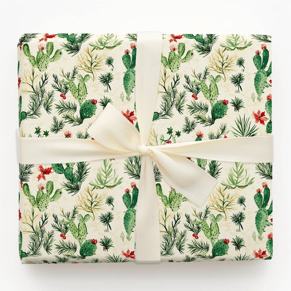 Watercolor Succulent Gift Wrap, Christmas Cactus Wrapping Paper, Botanical Desert Holiday Wrapping Paper, Southwestern Gift W