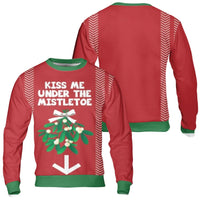Humorous Romantic Christmas Sweatshirt, Kiss Me Under the Mistletoe Sweatshirt, Ugly Holiday Party Sweatshirt, Festive Graphic Crewneck Present