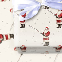 Angler Christmas Gift Wrap, Fishing Santa Wrapping Paper, Fisherman Holiday Wrapping Paper, Outdoorsman Secret Santa Gift Wrap Roll