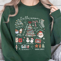 Retro Holiday Icons Graphic Sweatshirt, Tis the Season Christmas Sweatshirt, Winter Holiday Crewneck Sweater, Comfy Xmas Pullover Sweatshirt