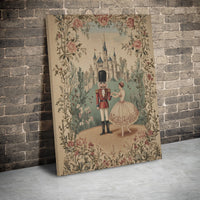 Ballerina Castle Canvas Print, Nutcracker Ballet Canvas Art, Vintage Holiday Canvas Wall Decor, Christmas Dancer Present Canvas