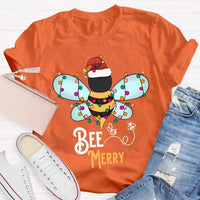 Santa Hat Honeybee Shirt, Bee Merry Christmas T-Shirt, Humorous Bee Lover Holiday Tee, Adorable Insect Xmas Graphic Tee, Christmas Present