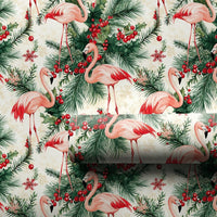 Tropical Holiday Gift Wrap, Pink Flamingo Christmas Wrapping Paper, Adorable Flamingo Wrapping Paper, Winter Holly Gift Wrap, Xmas Gift Wrap