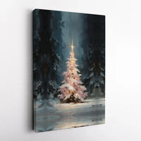 Snowy Landscape Oil Painting Art, Christmas Tree Winter Forest Canvas Print, Holiday Canvas Wall Decor, Xmas Poster, Digital Download