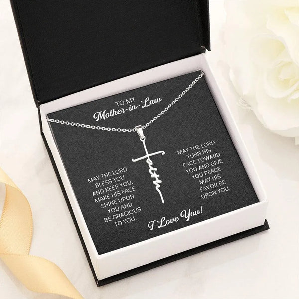 14K White Gold Dipped Cross Pendant, Faith Cross Necklace with Scripture Card, Religious Jewelry, Mother-in-Law Birthday Chri