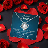 Stepdaughter Love Knot Pendant, Bonus Daughter Love Knot Necklace, CZ Love Knot Jewelry, Stepdaughter Christmas Present, Bonus Daughter Present