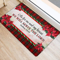 Christian Scripture Holiday Welcome Mat, Joshua 24:15 We Will Serve the Lord Christmas Doormat, Bible Verse Entryway Rug Present