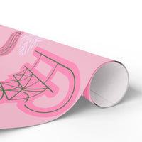 Pine Branch Snowflake Gift Wrap, Pink Scandinavian Wrapping Paper, Christmas Wrapping Paper Roll, Holiday Present Wrap, Xmas Gift Wrap