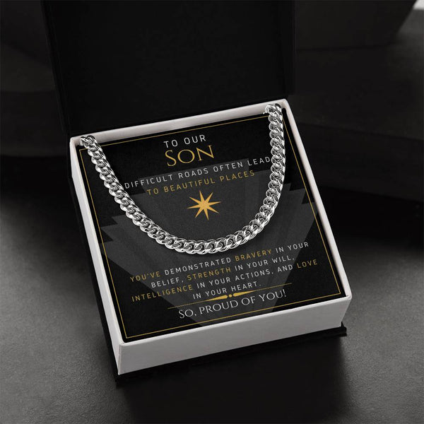 Sentiment Son Cuban Chain, Son Cuban Link Chain Necklace, Mens Link Chain Jewelry, Birthday Present for Son, Christmas Presen