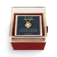 Sparkling CZ Crystal Pendant, Love Knot Necklace for Wife, White or Yellow Gold Finish Jewelry, Romantic Christmas Sweetheart Present