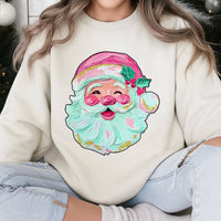 Oil Painting Brushstroke Graphic Sweater, Retro Santa Christmas Sweatshirt, Preppy Holiday Crewneck, Aesthetic Xmas Pullover Present