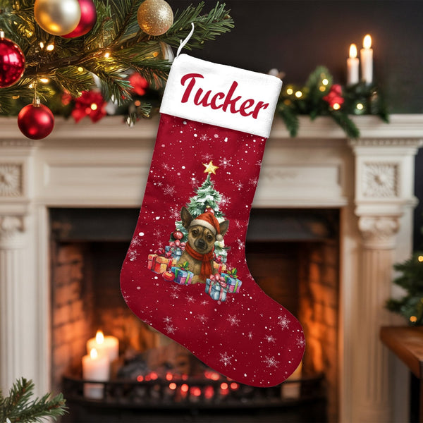 Adorable Dog Breed Holiday Stocking, Personalized Chihuahua Christmas Stocking, Custom Puppy Xmas Stocking, Pet Lover Holiday