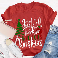 Adorable Holiday Educator Graphic Tee, Christmas Tree Apples Teacher T-Shirt, Festive School Winter Shirt, Merry Christmas Teacher Present Tee