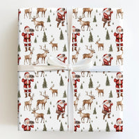 Wildlife Reindeer Camera Gift Wrap, Photographer Santa Wrapping Paper, Whimsical Christmas Wrapping Paper, Forest Holiday Gift Wrap Roll