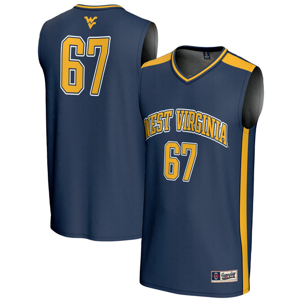 #67 West Virginia Mountaineers Lightweight Basketball Jersey - Navy