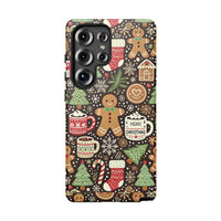 Adorable Holiday Cookies Galaxy Case, Christmas Gingerbread Phone Case for Samsung, Festive Winter Dual Layer Tough Cover, Xmas Present