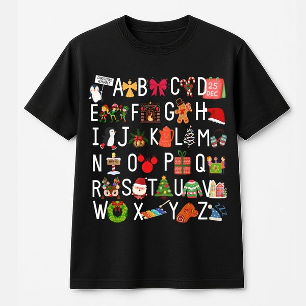 Adorable Holiday ABC Shirt, Christmas Alphabet T-Shirt, School Teacher Christmas Shirt, Festive Educator Graphic Tee, Xmas Ho