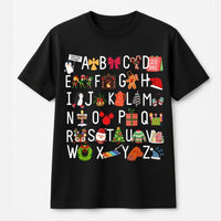 Adorable Holiday ABC Shirt, Christmas Alphabet T-Shirt, School Teacher Christmas Shirt, Festive Educator Graphic Tee, Xmas Holiday Apparel