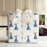 African American Angel Gift Wrap, Black Angel Christmas Wrapping Paper, Gold Trumpet Holiday Paper, Religious Xmas Gift Wrapping Paper Roll