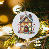 Candy Cane Holiday Keepsake, Gingerbread House Christmas Ornament, Ceramic Tree Decoration, Festive Sweet Treats Christmas Present for Family