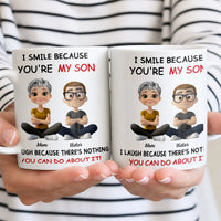 Humorous Cartoon Son Coffee Cup, I Smile Because You're My Son Mug, Humorous Ceramic Mug, Birthday Christmas Present for Son from Mom