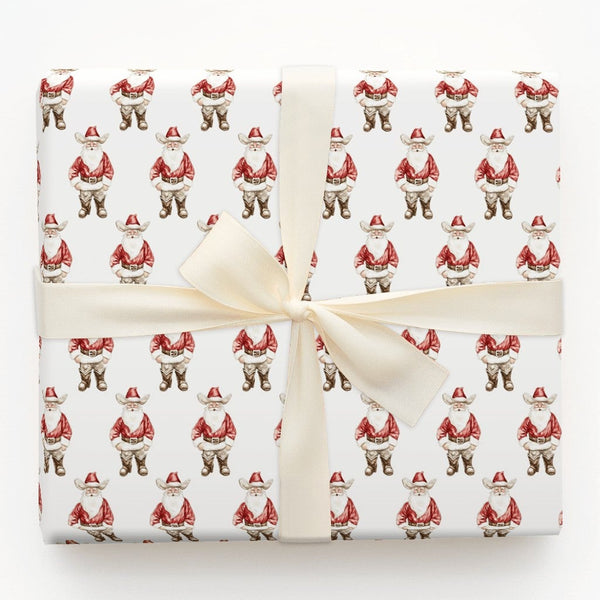 Western Santa Gift Wrap, Cowboy Santa Wrapping Paper, Rodeo Christmas Wrapping Paper, Country Holiday Gift Wrap
