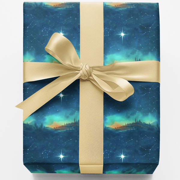 Celestial Stars Wrapping Paper, Night Sky Constellation Christmas Wrapping Paper, Holiday Gift Wrapping Paper, Winter Birthda