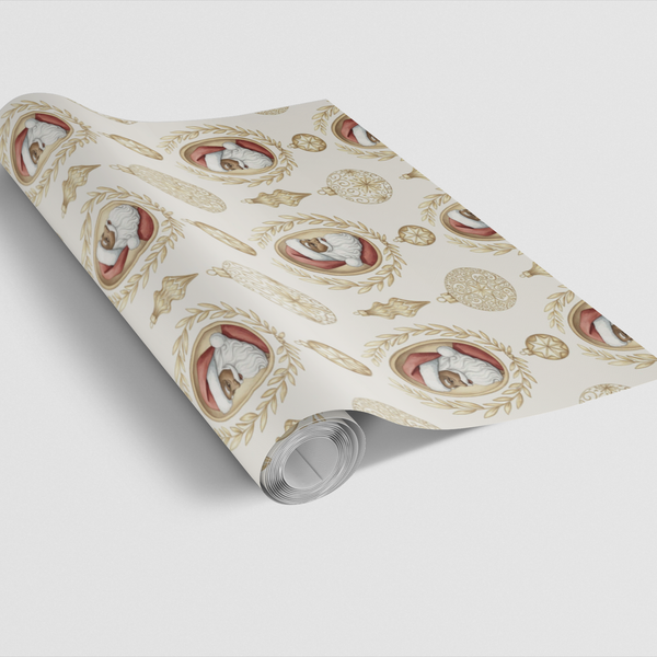 Vintage Cameo Holiday Gift Wrap, Black Santa Wrapping Paper, African American Santa Wrapping Paper, Classic Christmas Present