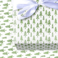 Rustic Evergreen Forest Gift Wrap, Green Pine Tree Wrapping Paper, Minimalist Christmas Tree Wrapping Paper, Winter Holiday Gift Wrap Roll