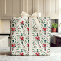 Christmas Soldier Holiday Gift Wrap, Watercolor Nutcracker Wrapping Paper, Holly Berry Nutcracker Wrapping Paper, Festive Present Packaging