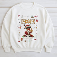 Humorous Christmas Crewneck, Middle Finger Reindeer Sweatshirt, Rude Santa Graphic Pullover, Sarcastic Holiday Sweatshirt, Adult Xmas Sweater