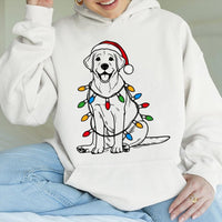 Santa Hat Lab Dog Sweatshirt, Labrador Christmas Hoodie, Adorable Xmas Dog Graphic Hoodie, Festive Holiday Pullover Hoodie, Dog Lover Present