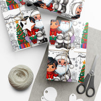 Santa and Boy Coloring Gift Wrap, Color-In Christmas Wrapping Paper, DIY Kids Holiday Activity Wrapping Paper, Fun Christmas Present Wrap