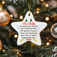 Pregnancy Announcement Star Ornament, Dear Daddy Christmas 2024 Star Ornament, Expecting Dad Ceramic Ornament, First Christmas Daddy Present