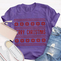 Floral Christmas Flower Shirt, Merry Christmas Waves T-Shirt, Adorable Holiday Graphic Tee, Retro Botanical Xmas Shirt, Festive Christmas Present